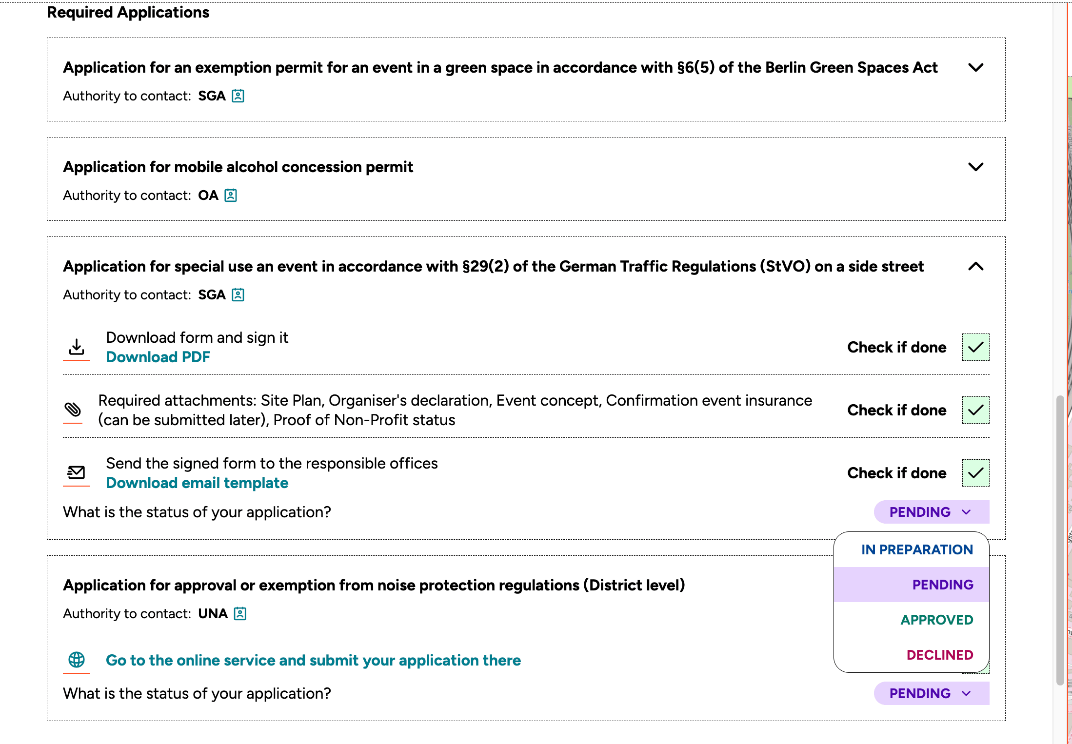 Raumsonde Berlin application dashboard